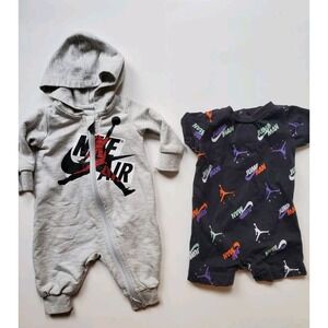 Nike‎ Hooded Nike Air Coverall And Jumpman Romper Newborn / O To 3 Months